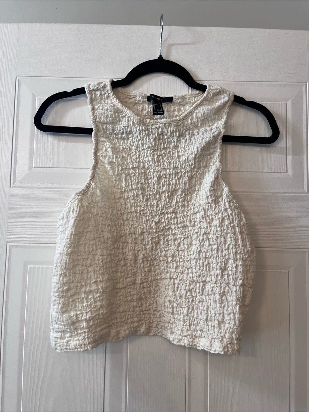 Forever 21 Cream Textured Cropped Tank